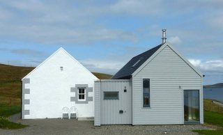The exterior of the renovated Muckle Roe Chapel