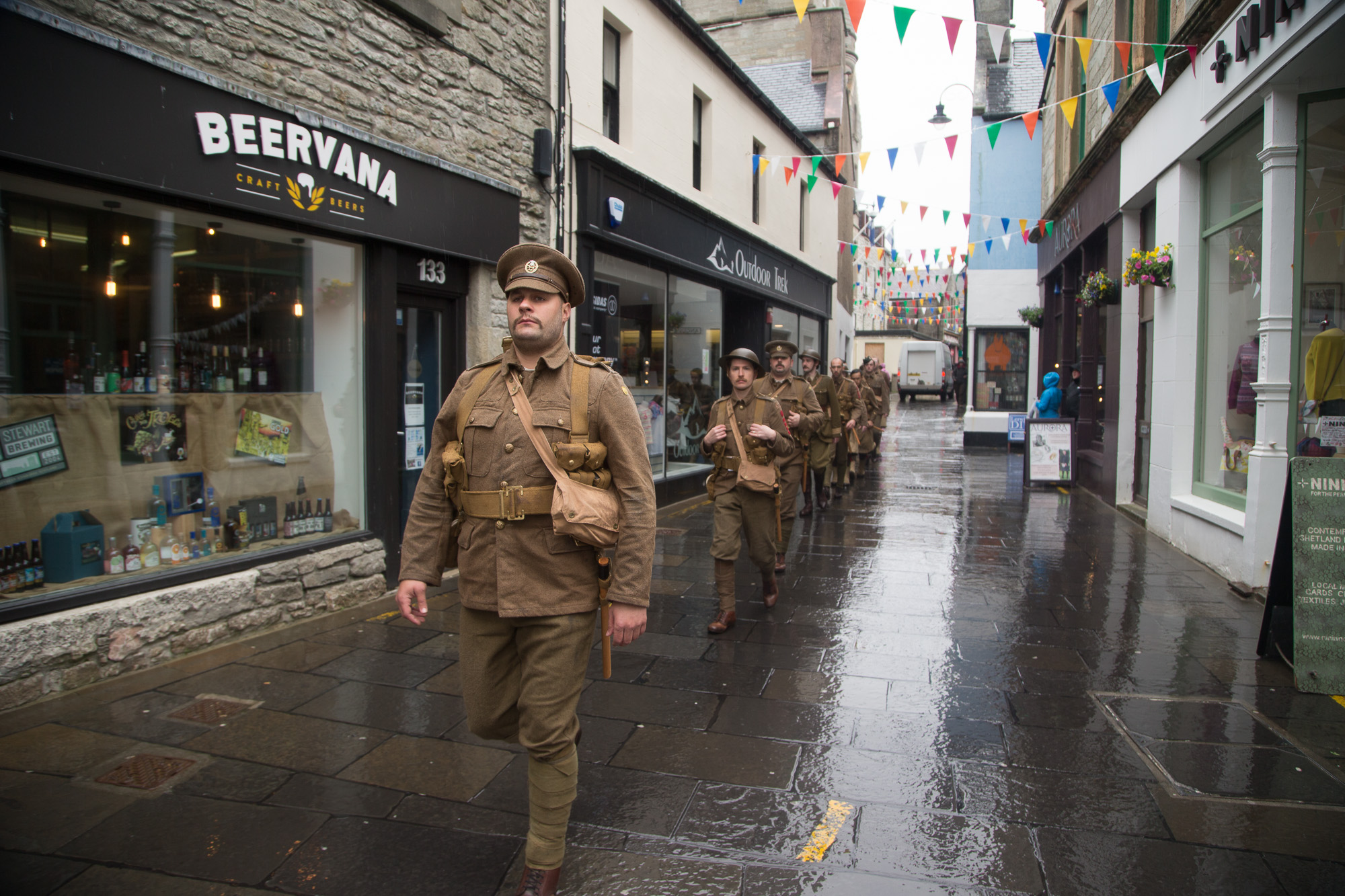 The soldiers march down Commercial Street. Photo: Ben Mullay.